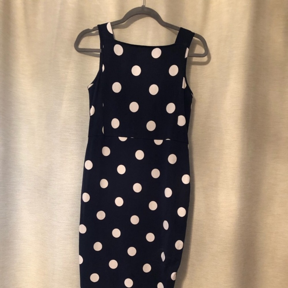 Asos midi navy blue polka dot dress